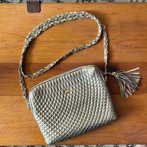 Bally Gold Leather Crossbody Braided Chain Strap